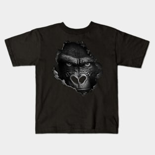 Gorilla Face Wall Animal Print Art Animal Lover Gorilla Kids T-Shirt